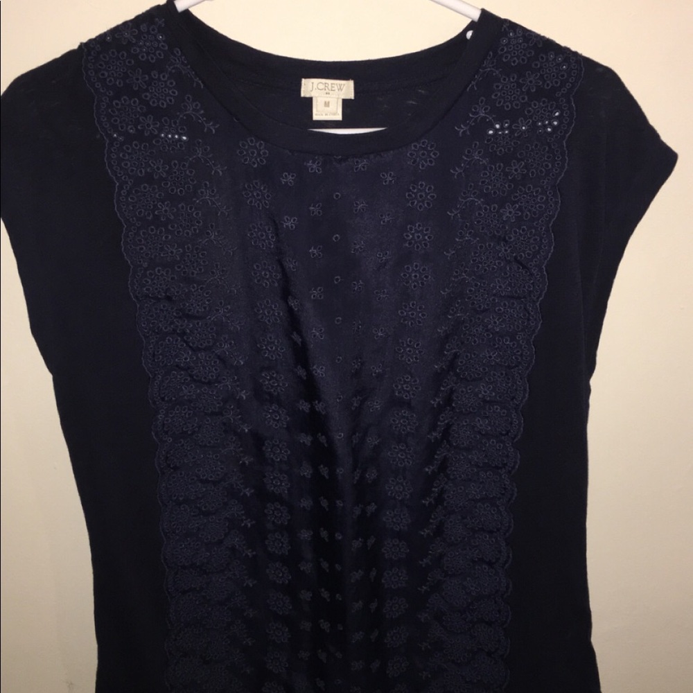 Navy blue embroidered top